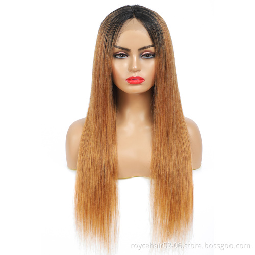 Hot Selling T1b 27 Ombre Brown Color Hair Vendor 100% Brazilian Virgin Human Hair T Part Lace Front Wig For Women
